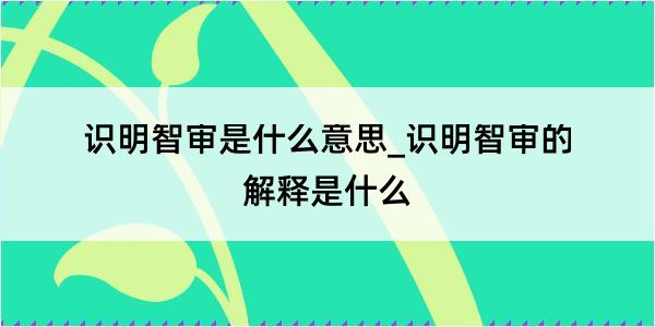 识明智审是什么意思_识明智审的解释是什么