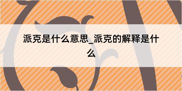 派克是什么意思_派克的解释是什么