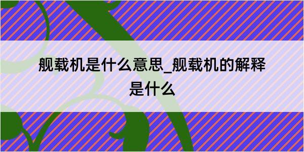 舰载机是什么意思_舰载机的解释是什么