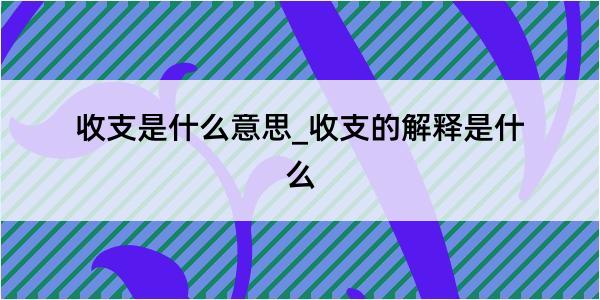 收支是什么意思_收支的解释是什么