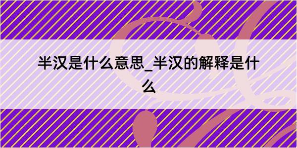 半汉是什么意思_半汉的解释是什么