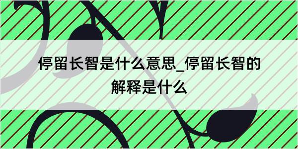 停留长智是什么意思_停留长智的解释是什么