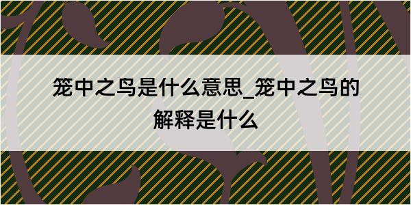 笼中之鸟是什么意思_笼中之鸟的解释是什么