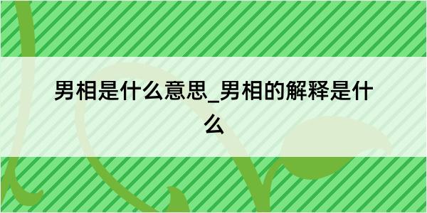 男相是什么意思_男相的解释是什么