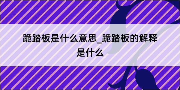 跪踏板是什么意思_跪踏板的解释是什么