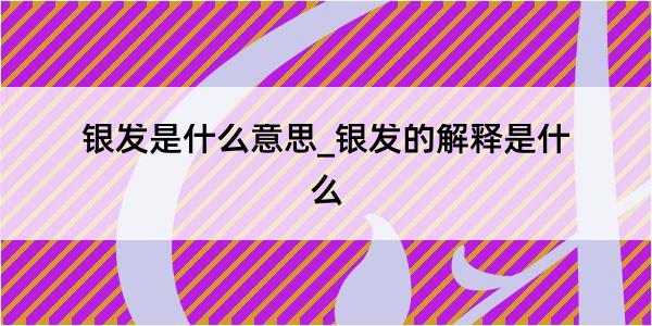 银发是什么意思_银发的解释是什么