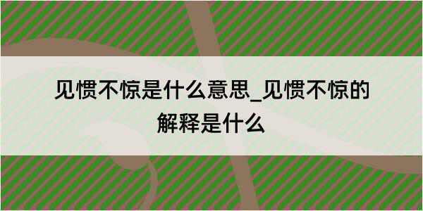 见惯不惊是什么意思_见惯不惊的解释是什么