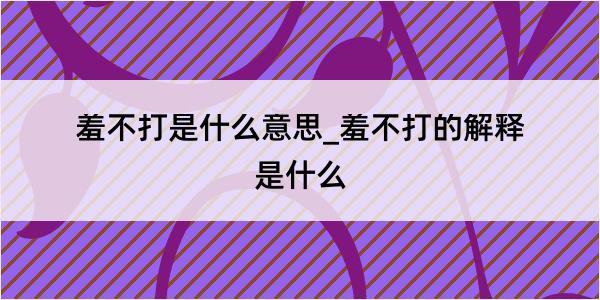 羞不打是什么意思_羞不打的解释是什么