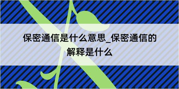 保密通信是什么意思_保密通信的解释是什么