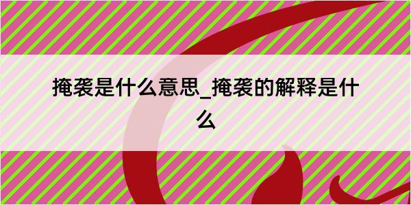 掩袭是什么意思_掩袭的解释是什么