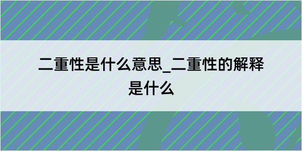 二重性是什么意思_二重性的解释是什么