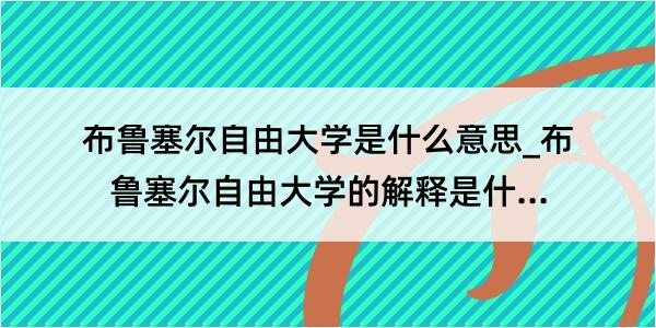 布鲁塞尔自由大学是什么意思_布鲁塞尔自由大学的解释是什么