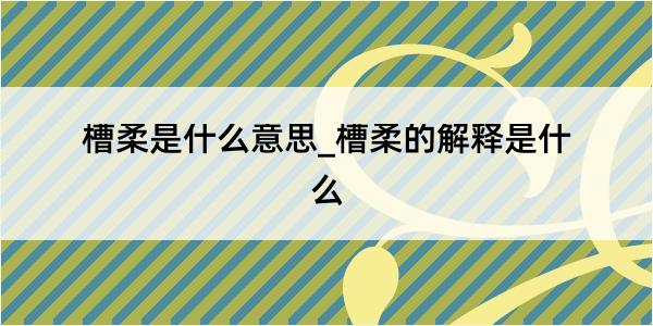 槽柔是什么意思_槽柔的解释是什么