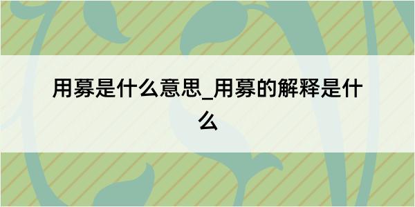 用募是什么意思_用募的解释是什么