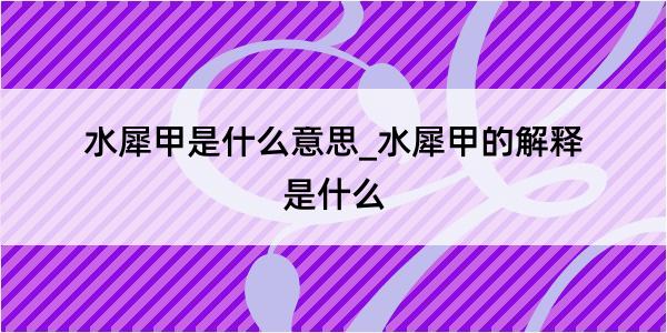 水犀甲是什么意思_水犀甲的解释是什么