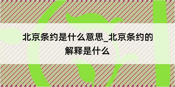 北京条约是什么意思_北京条约的解释是什么