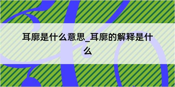 耳廓是什么意思_耳廓的解释是什么