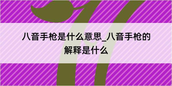 八音手枪是什么意思_八音手枪的解释是什么