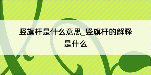 竖旗杆是什么意思_竖旗杆的解释是什么