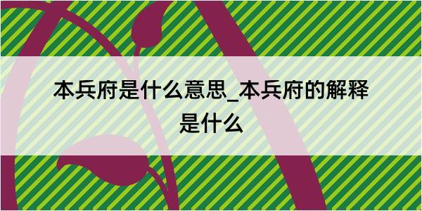 本兵府是什么意思_本兵府的解释是什么