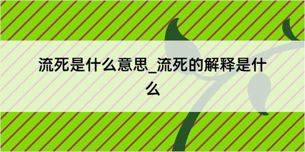 流死是什么意思_流死的解释是什么