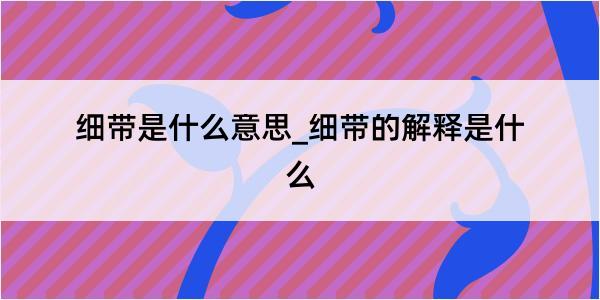 细带是什么意思_细带的解释是什么