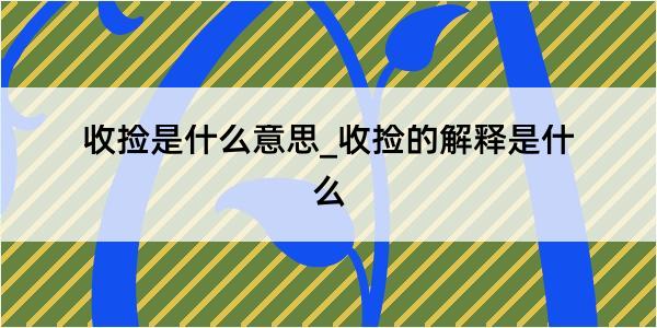 收捡是什么意思_收捡的解释是什么