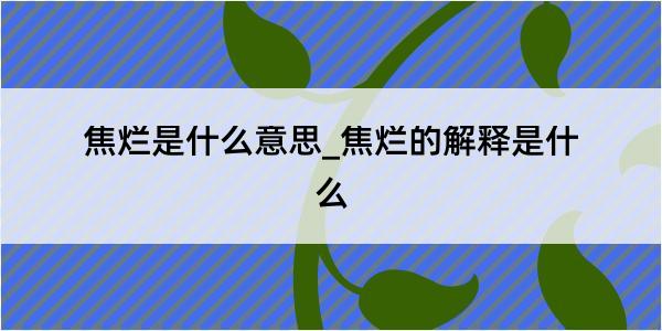 焦烂是什么意思_焦烂的解释是什么