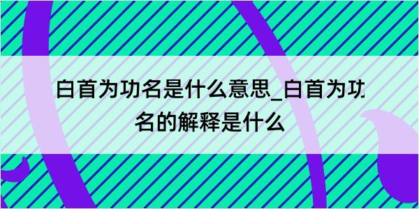 白首为功名是什么意思_白首为功名的解释是什么