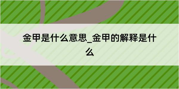 金甲是什么意思_金甲的解释是什么