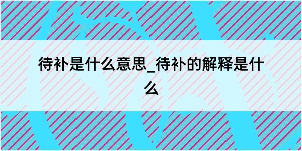 待补是什么意思_待补的解释是什么