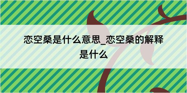 恋空桑是什么意思_恋空桑的解释是什么