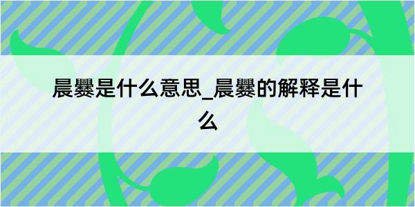 晨爨是什么意思_晨爨的解释是什么