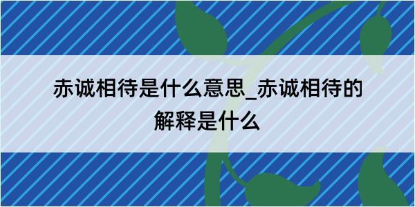 赤诚相待是什么意思_赤诚相待的解释是什么