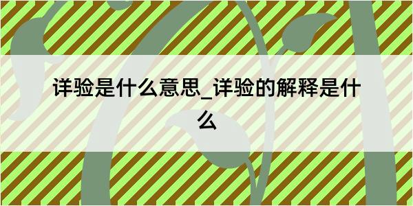 详验是什么意思_详验的解释是什么