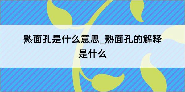 熟面孔是什么意思_熟面孔的解释是什么