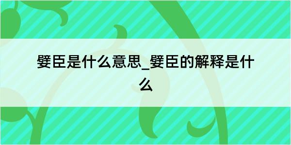 嬖臣是什么意思_嬖臣的解释是什么