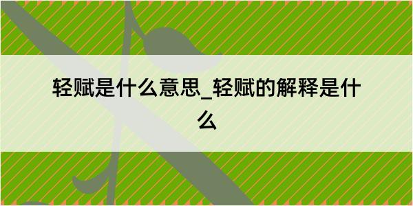 轻赋是什么意思_轻赋的解释是什么