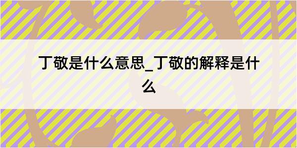 丁敬是什么意思_丁敬的解释是什么