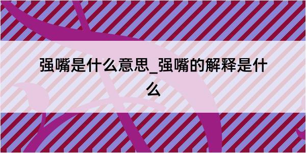 强嘴是什么意思_强嘴的解释是什么