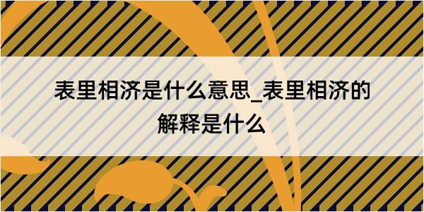 表里相济是什么意思_表里相济的解释是什么