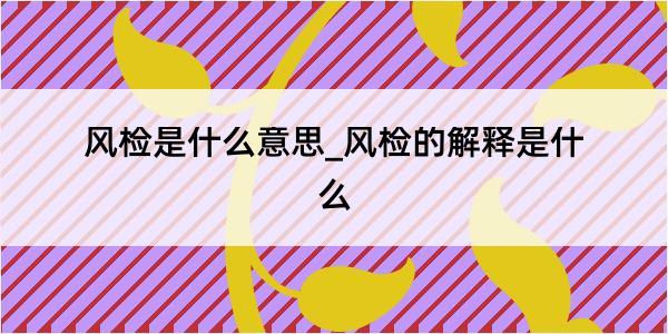 风检是什么意思_风检的解释是什么