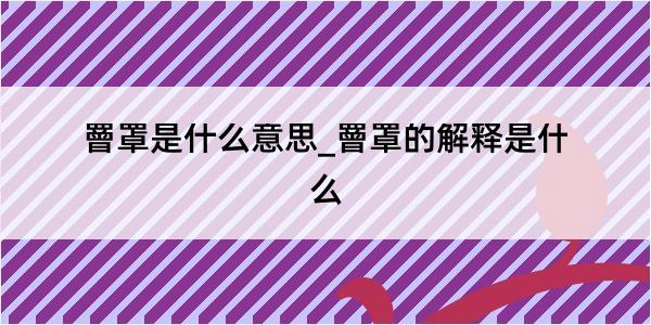 罾罩是什么意思_罾罩的解释是什么