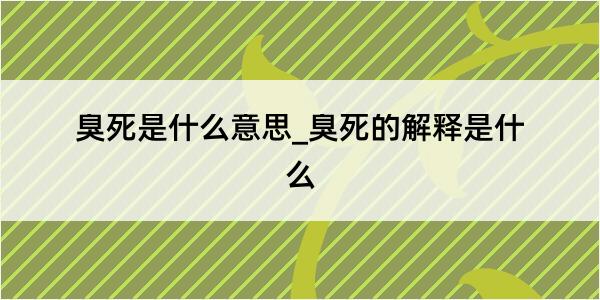 臭死是什么意思_臭死的解释是什么