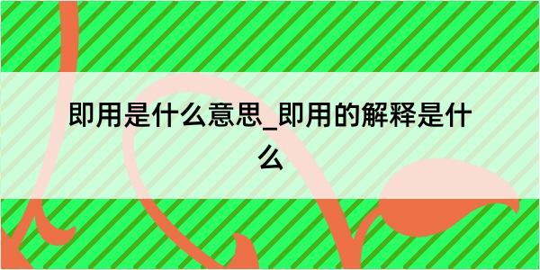 即用是什么意思_即用的解释是什么