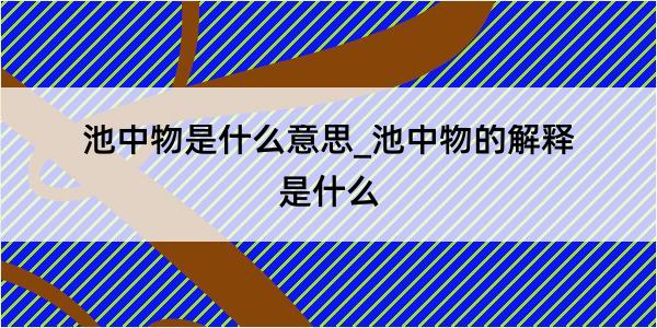 池中物是什么意思_池中物的解释是什么