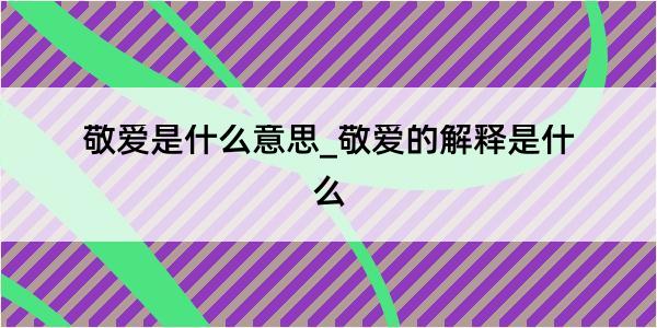 敬爱是什么意思_敬爱的解释是什么