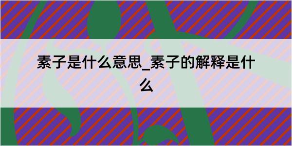 素子是什么意思_素子的解释是什么