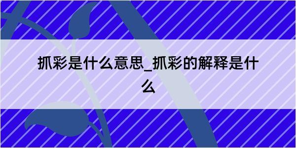 抓彩是什么意思_抓彩的解释是什么