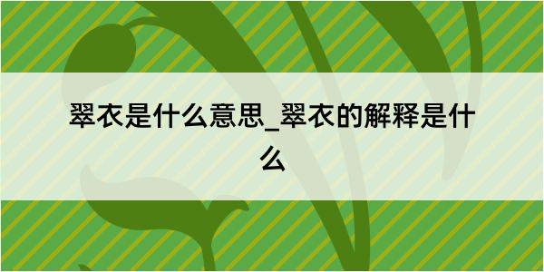 翠衣是什么意思_翠衣的解释是什么